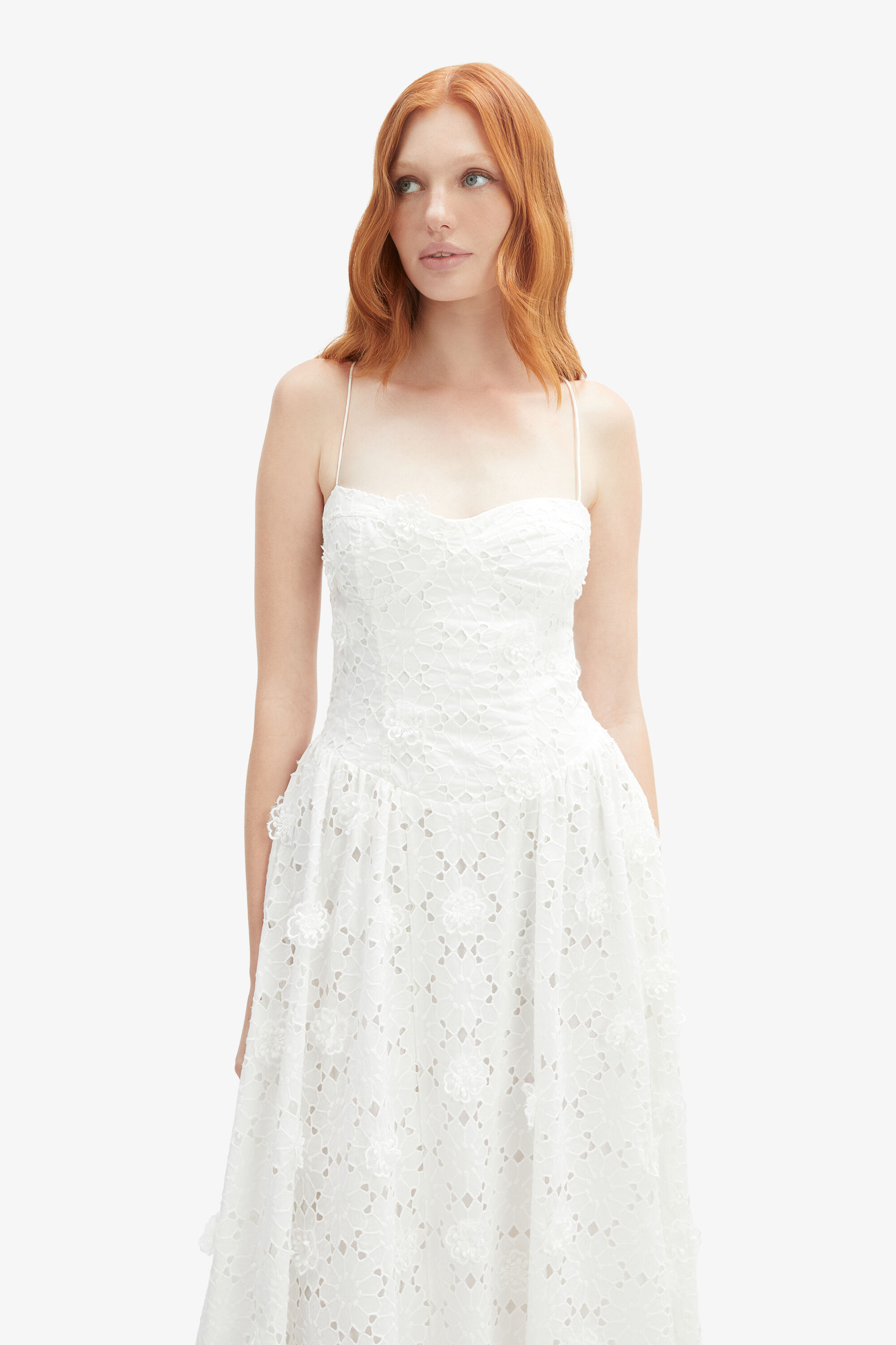 パーティードレス White Wool & Silk Dress Solana Mesh Maxi Dress In Orchid White | Bardot