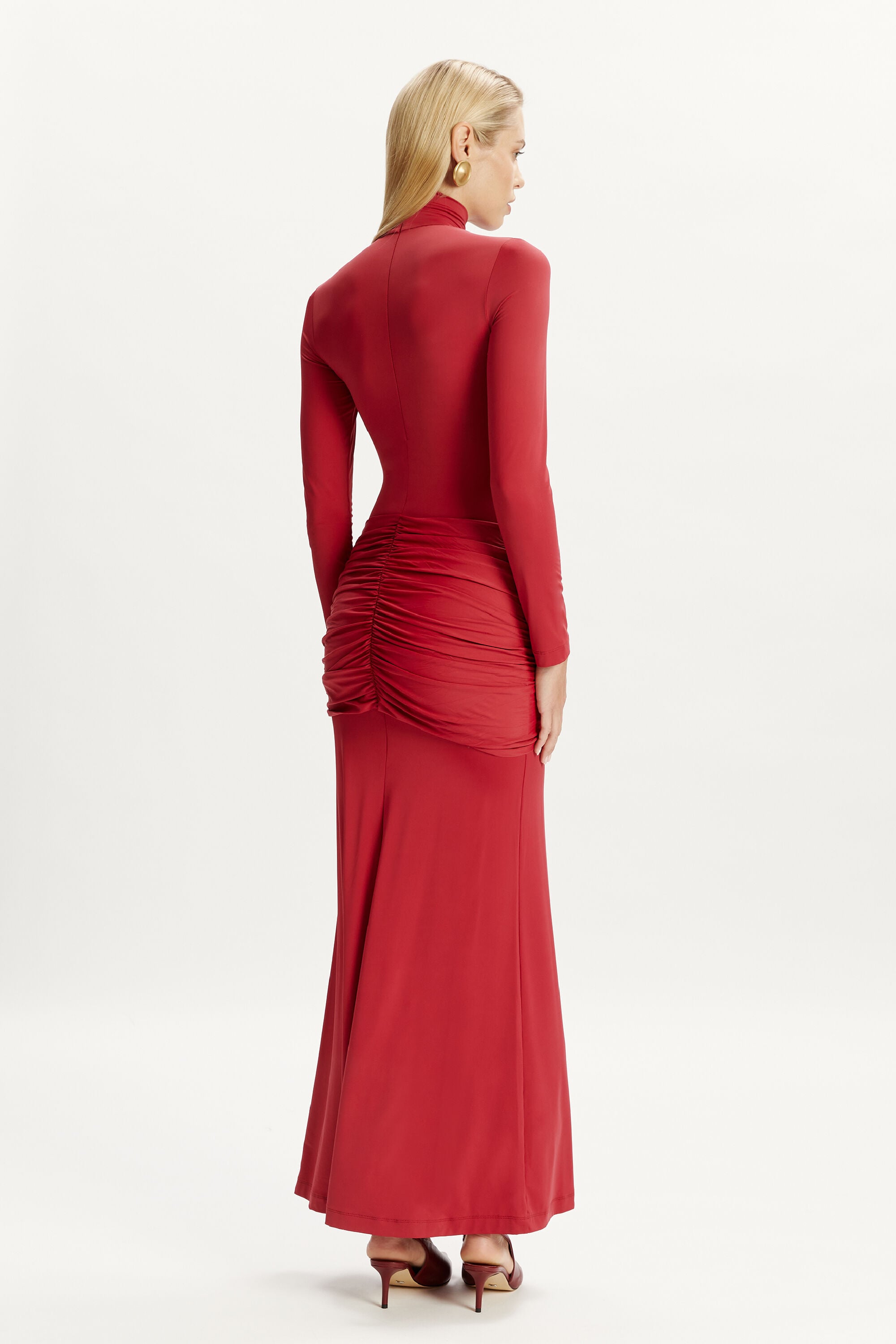 Alix Maxi Tie Front Dress In Burgundy | Bardot