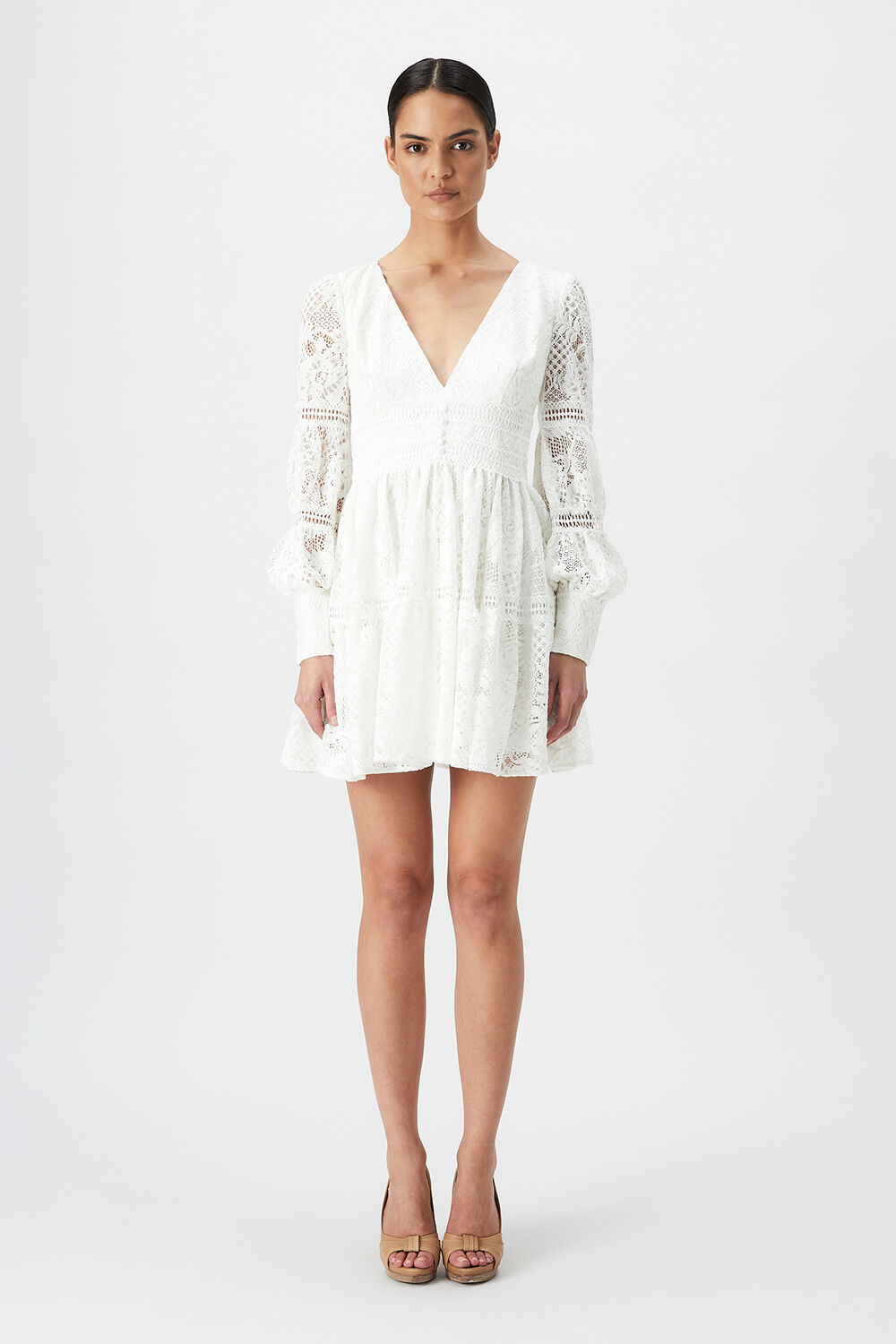VENICE LACE MINI DRESS in colour CLOUD DANCER