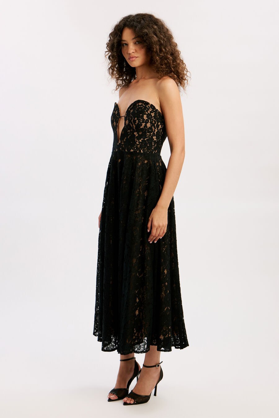Opal Volume Lace Midi Dress