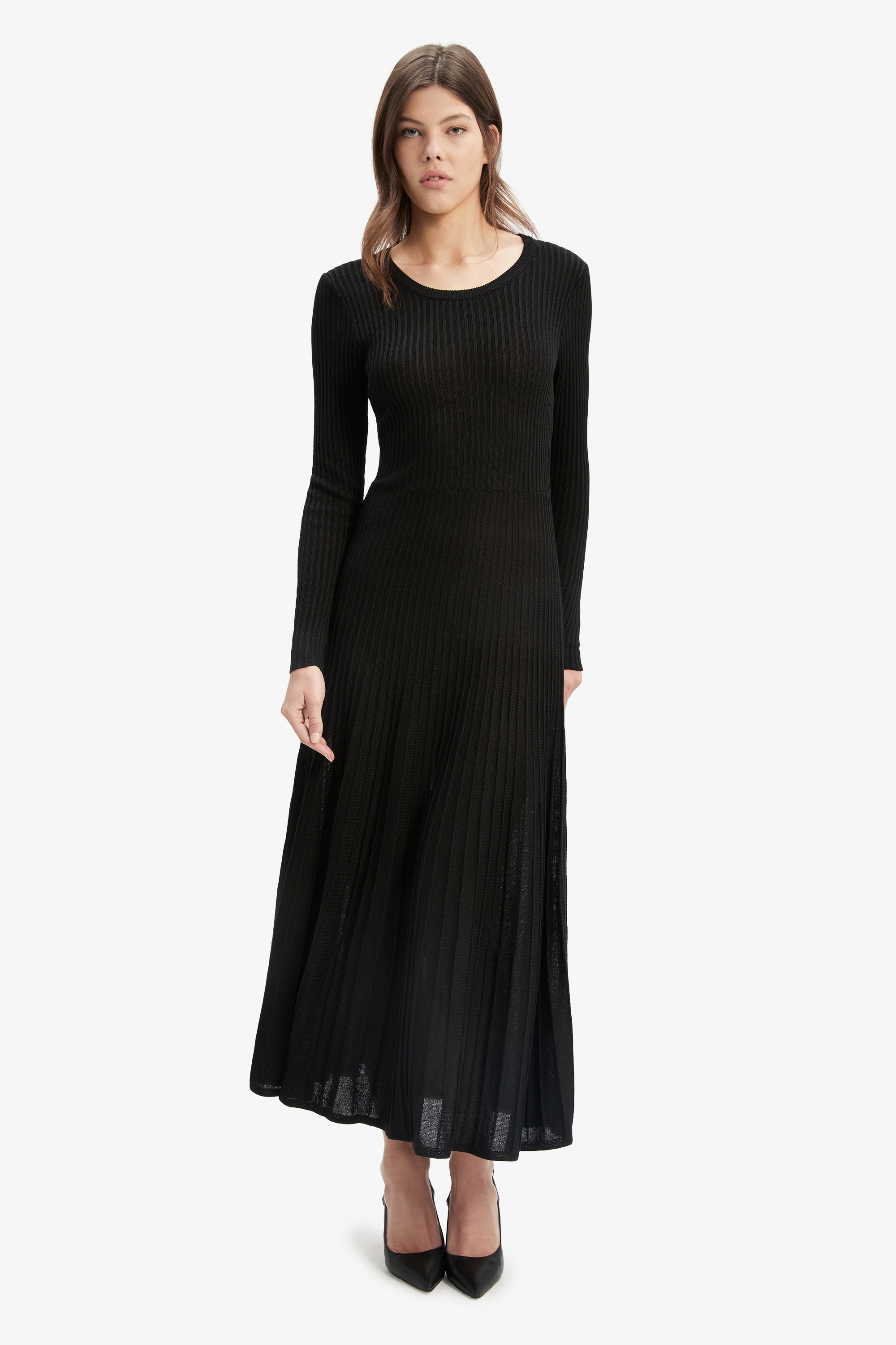 Bardot Rina Pleated Knit Dress In Black