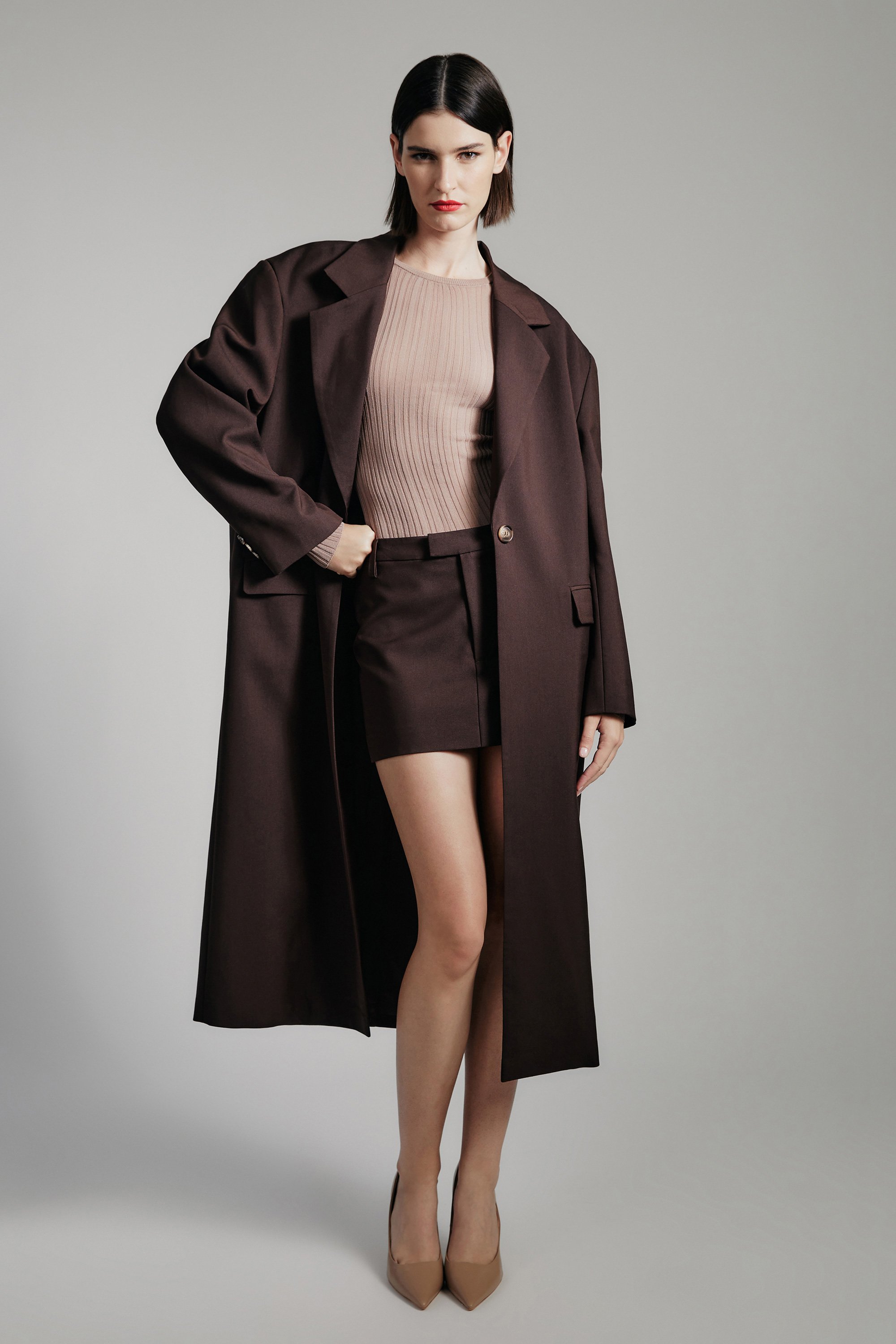 Bardot Maika Mid Rise Mini Skirt In Brown