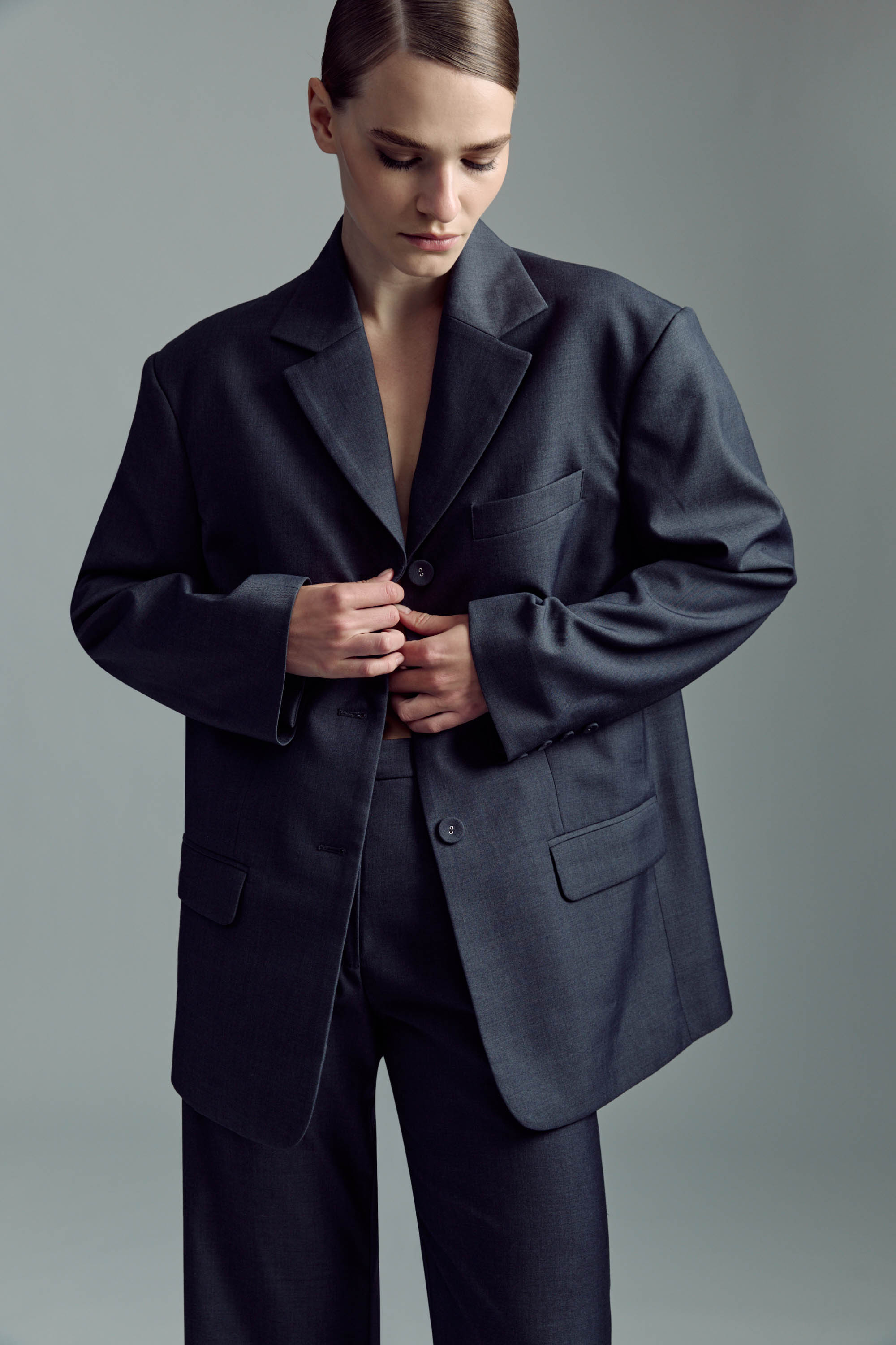 Bardot Akia Oversized Blazer In Dark Charc