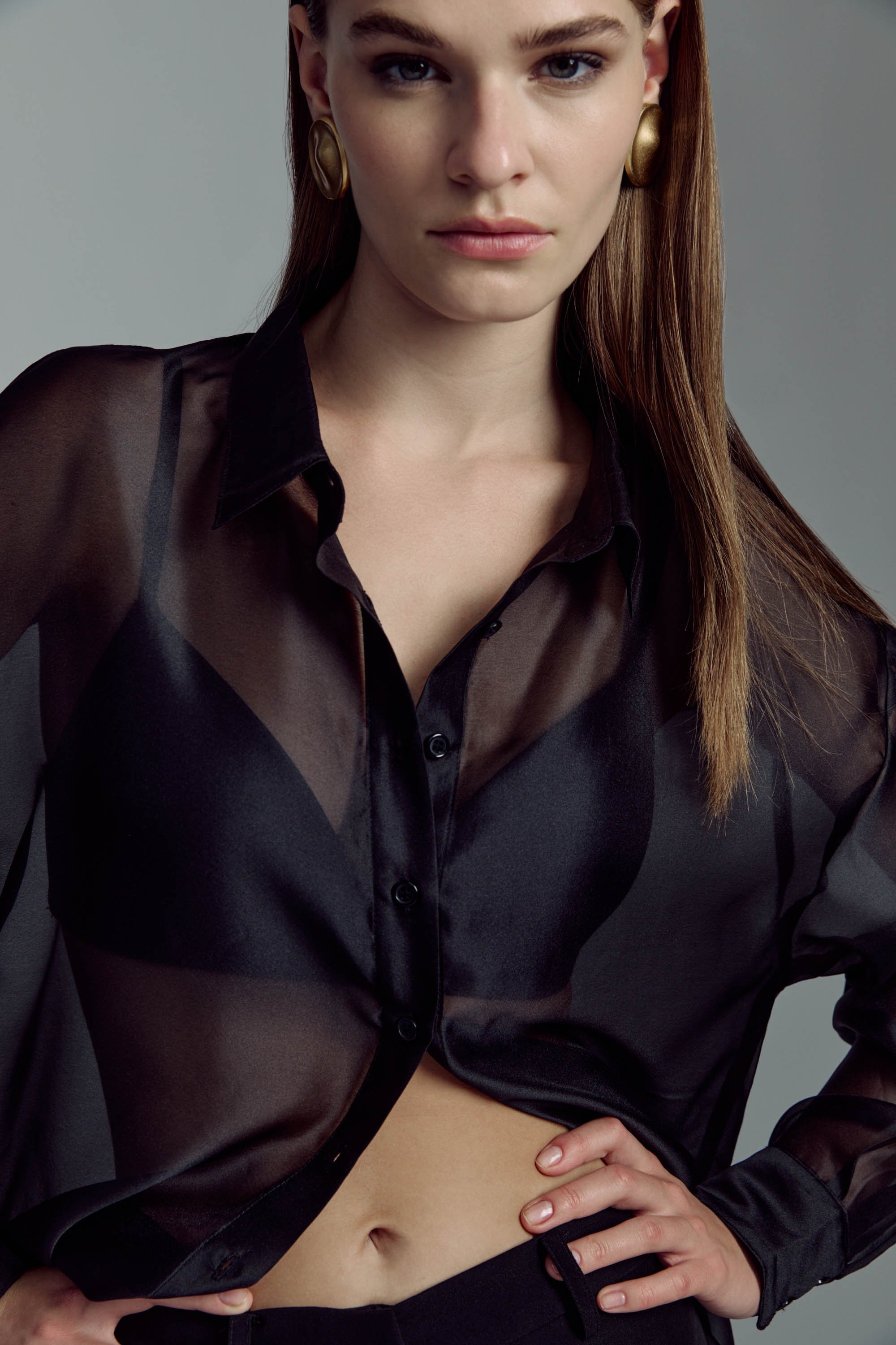 Bardot Rebecca Organza Shirt In Black