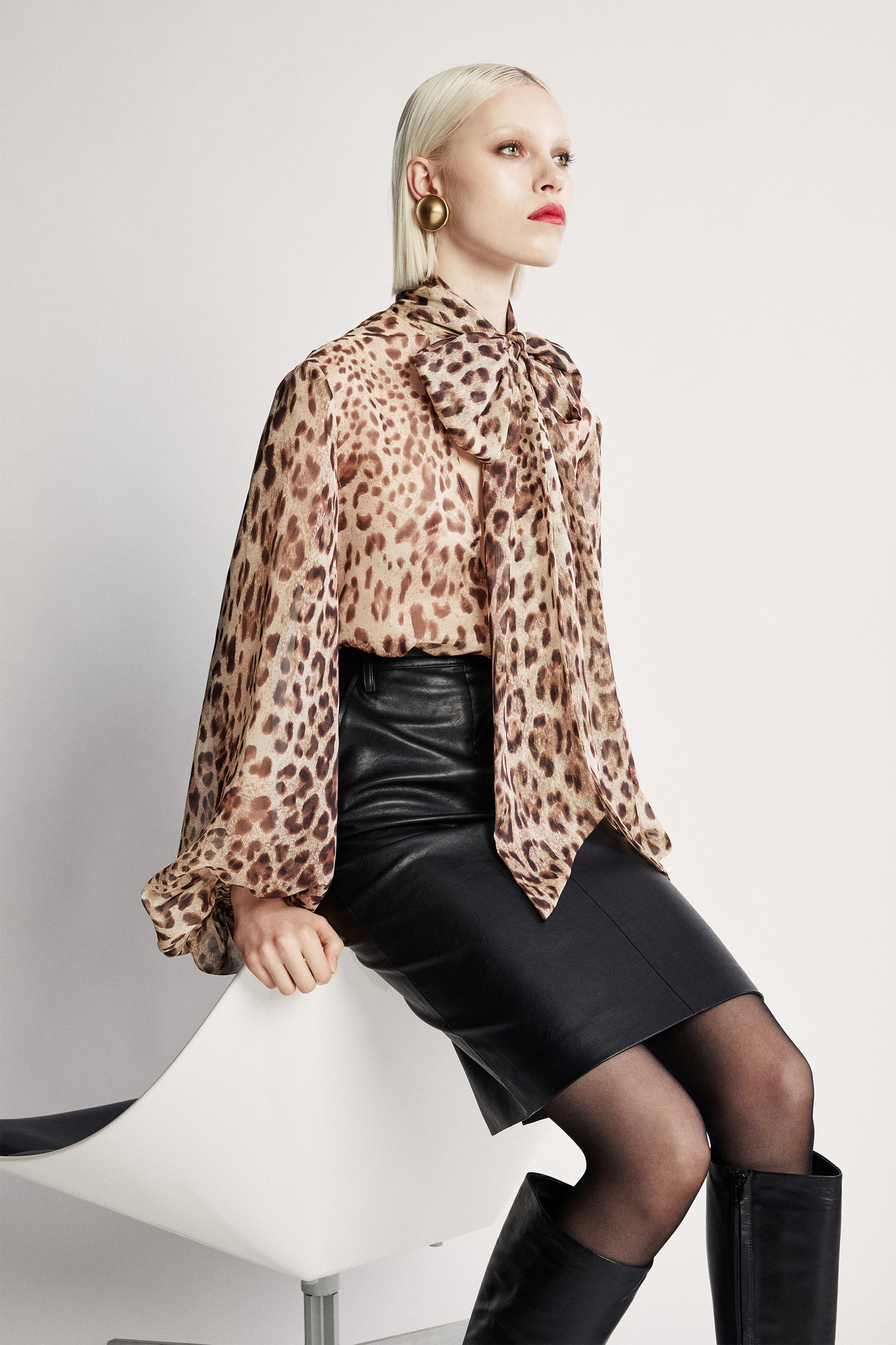 Bardot Solace Leopard Print Tie Front Shirt In B Leopard