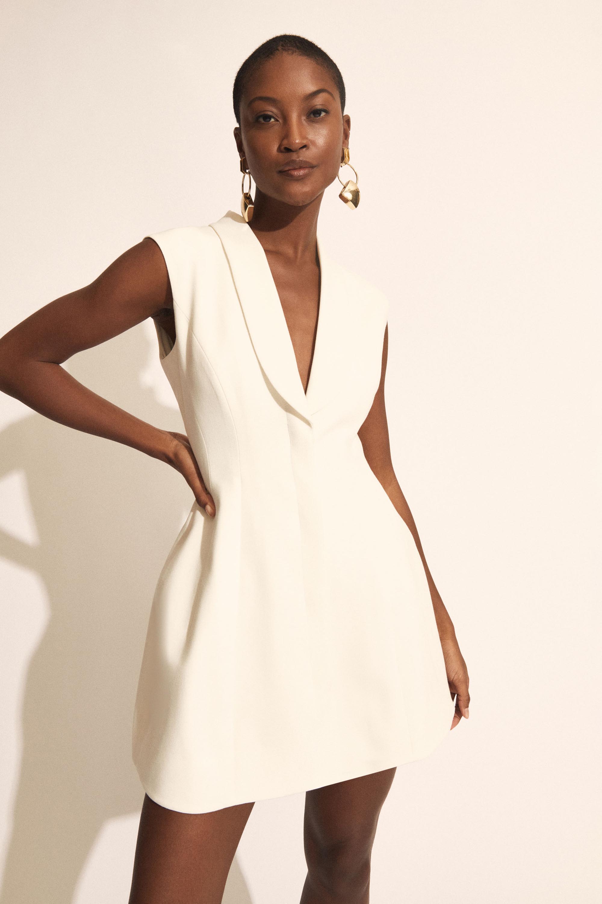 Bardot Destene V-neck Hourglass Tailored Mini Dress In Orchid Wht