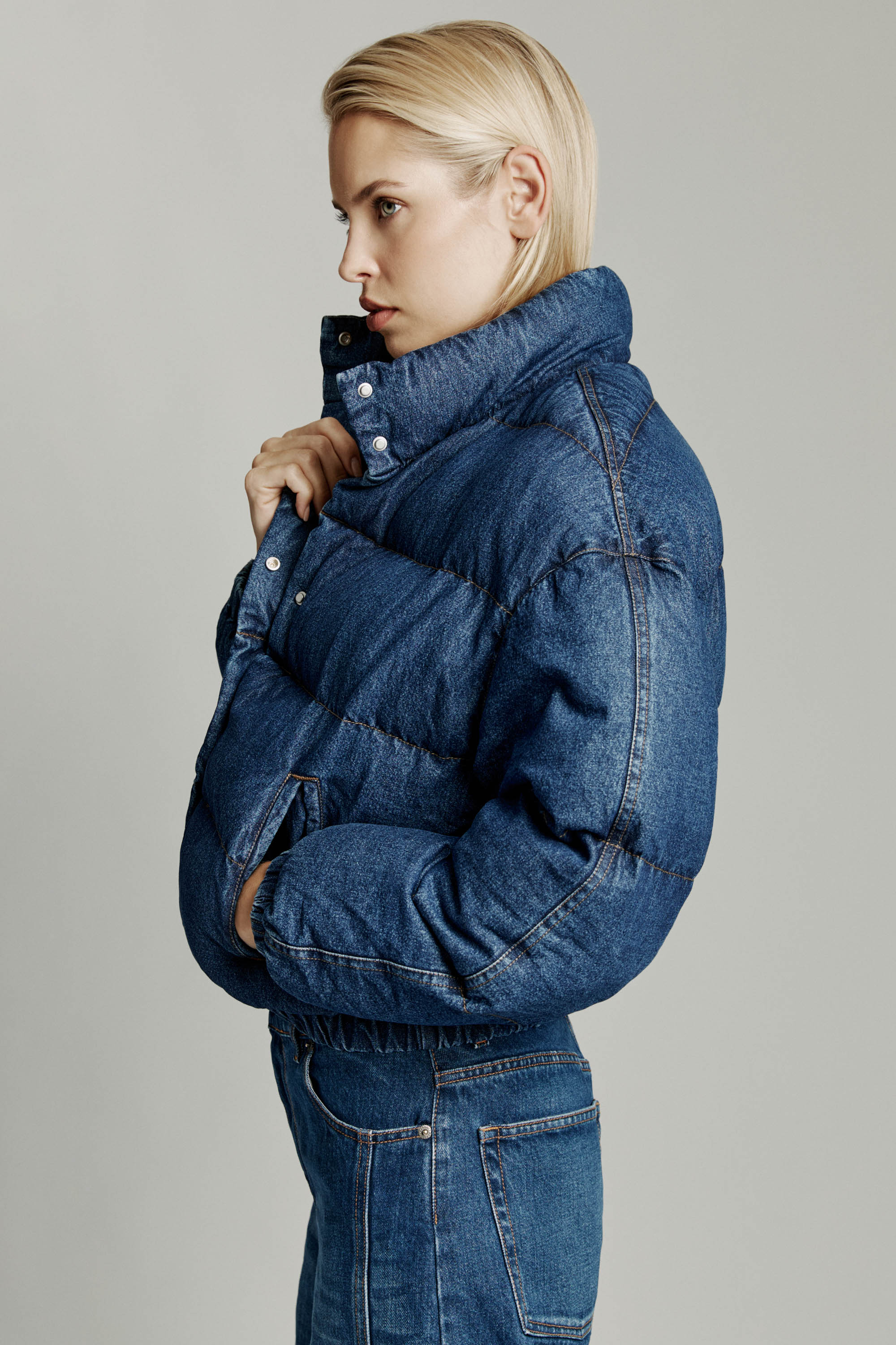 Bardot Denim Bomber Jacket In Dark Denim