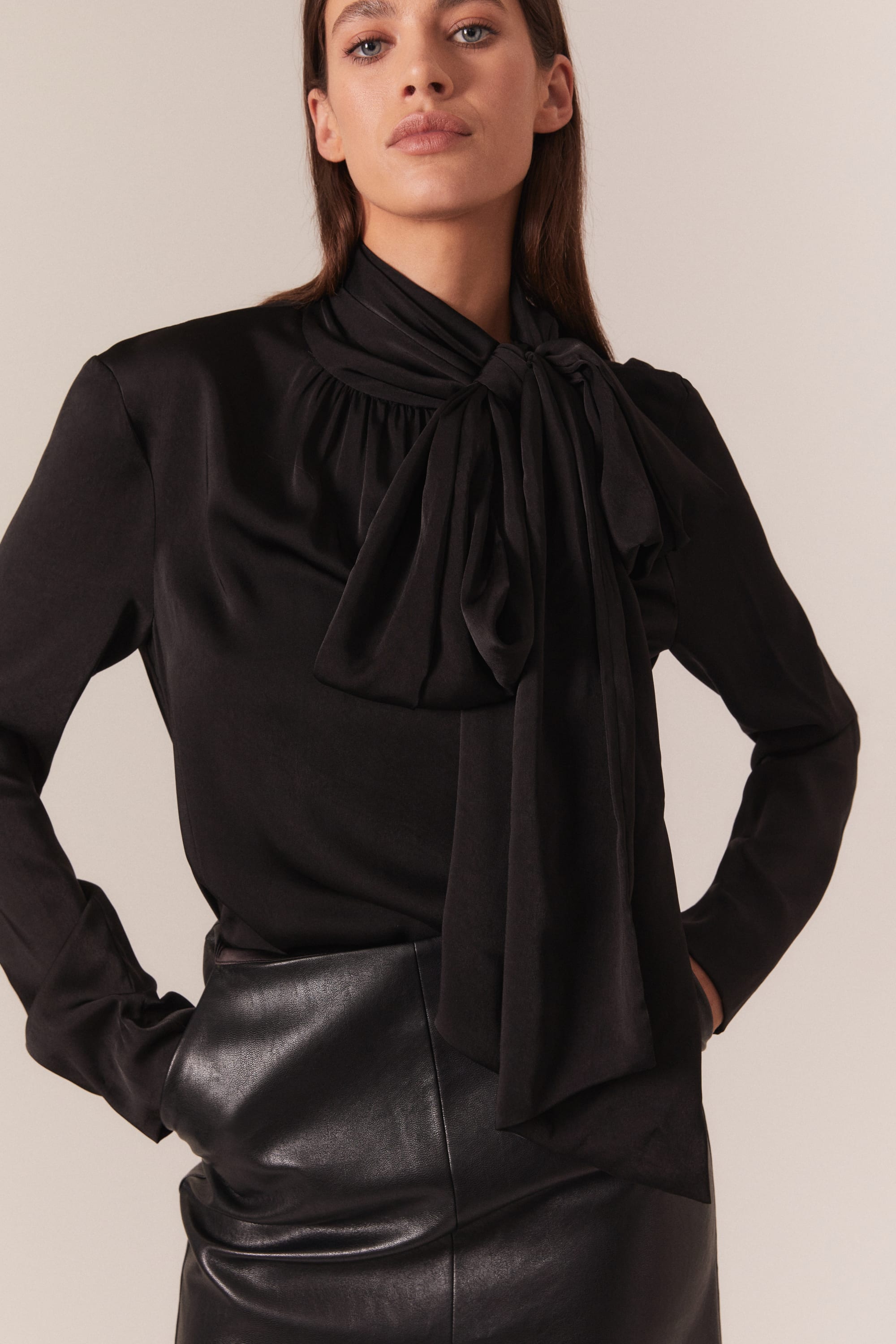 Bardot Castian Satin Blouse In Black
