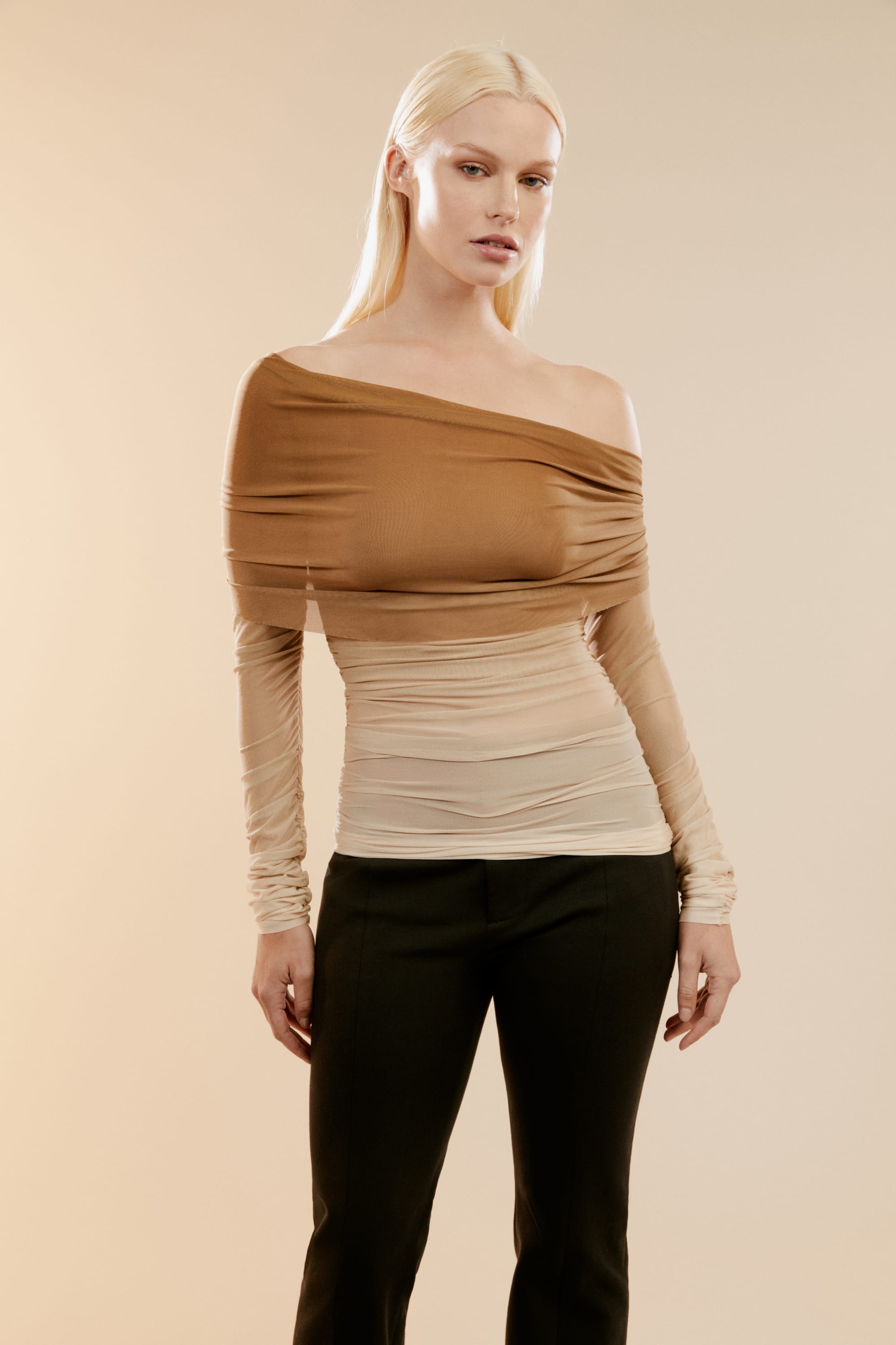 BARDOT CAMELIA MESH TOP