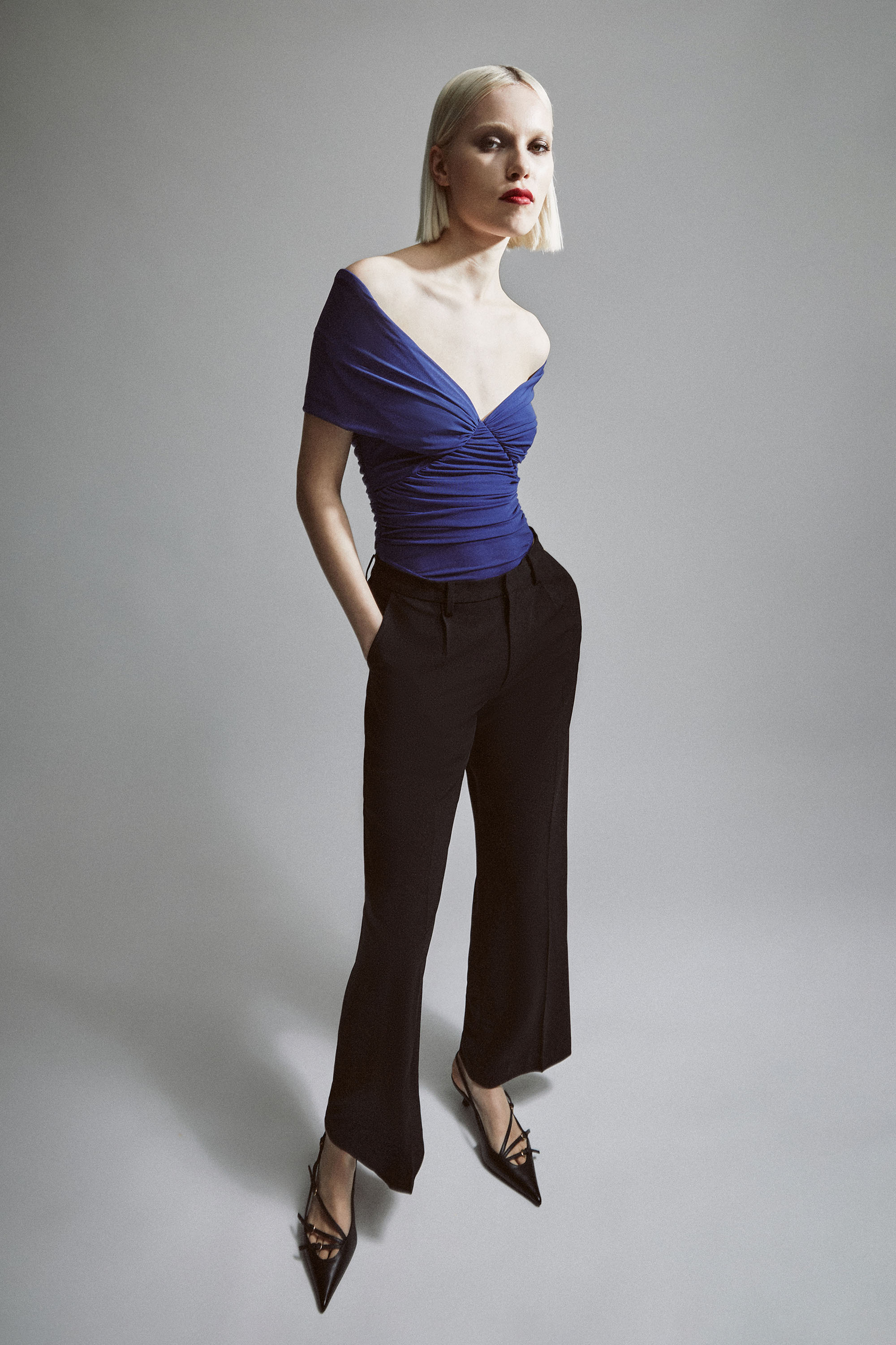 Bardot Vespera Spot Mesh Bodysuit In Royal Blue