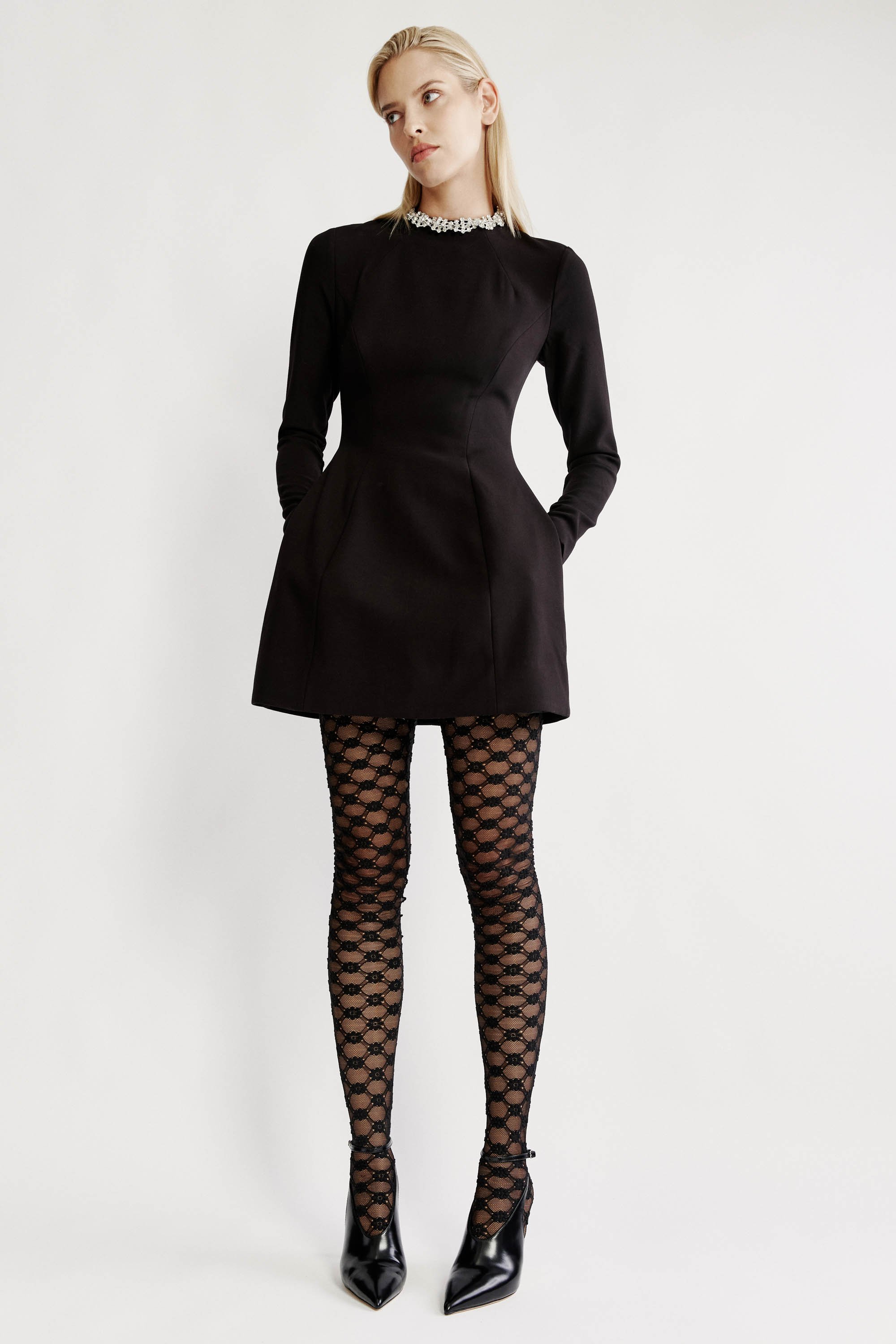 Bardot Delphi Long Sleeve Mini Dress In Black