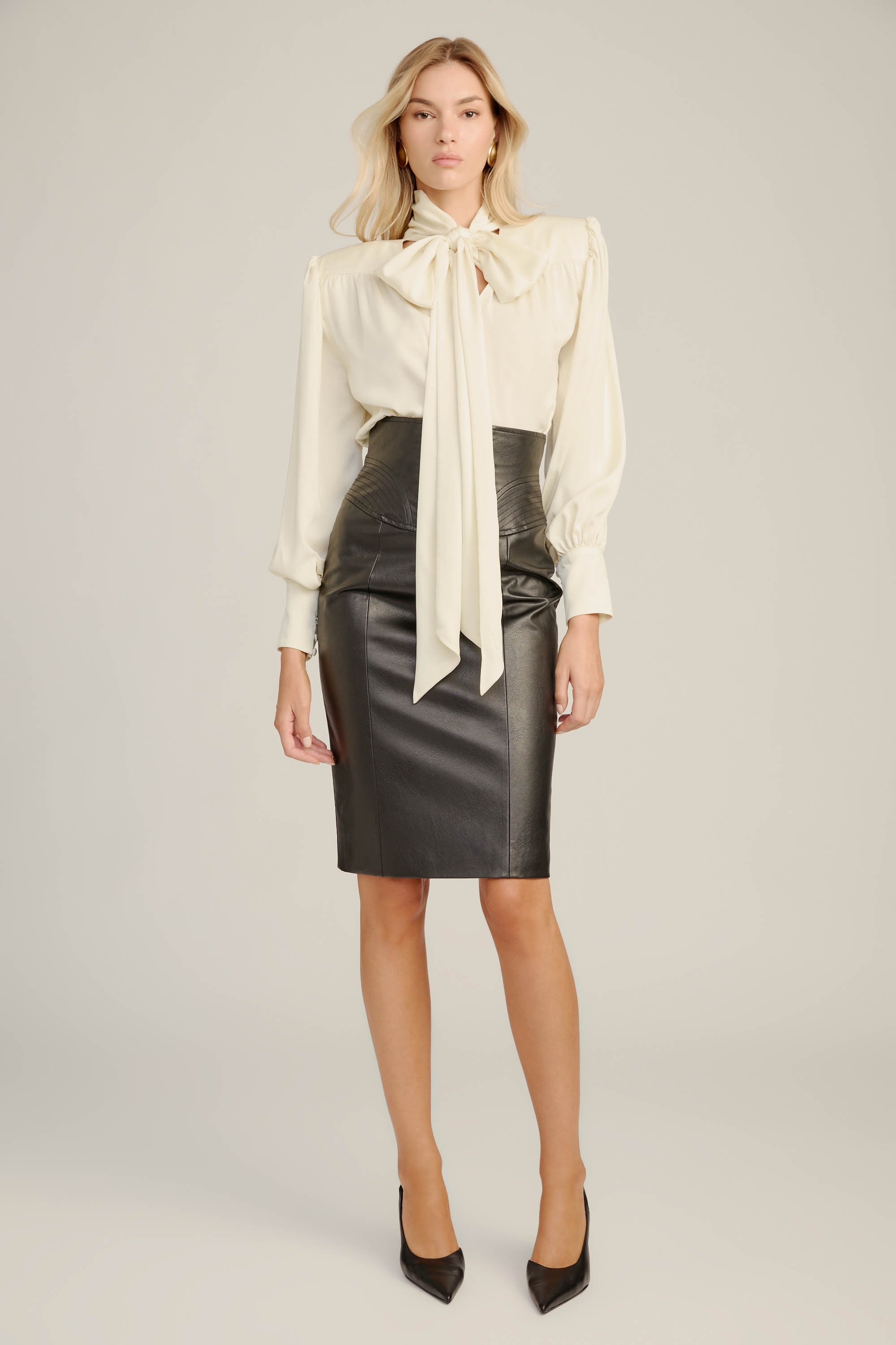 Bardot Henley Vegan Leather Skirt In Animal Print