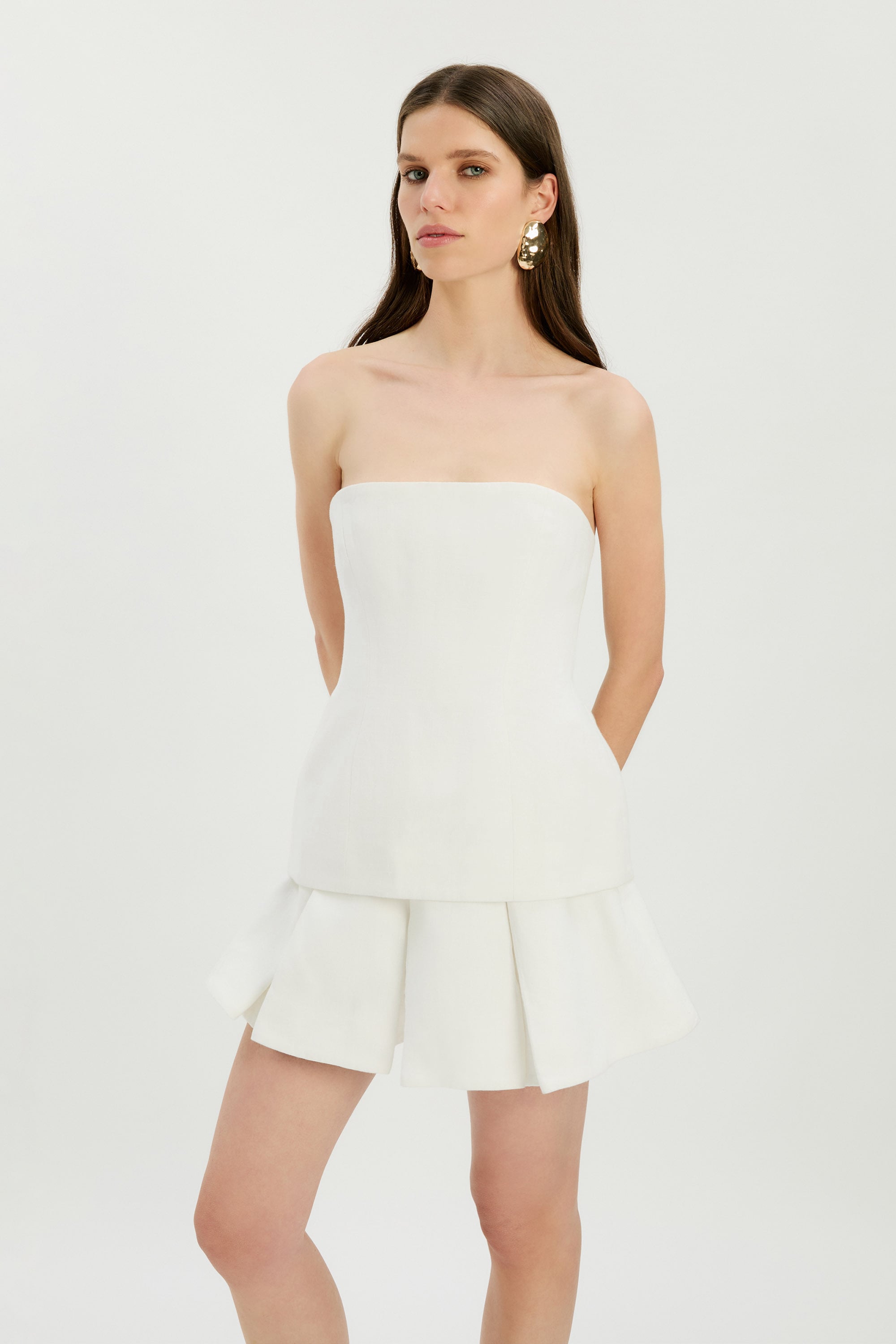 HELENIA LINEN STRAPLESS TOP ORCHID WHT