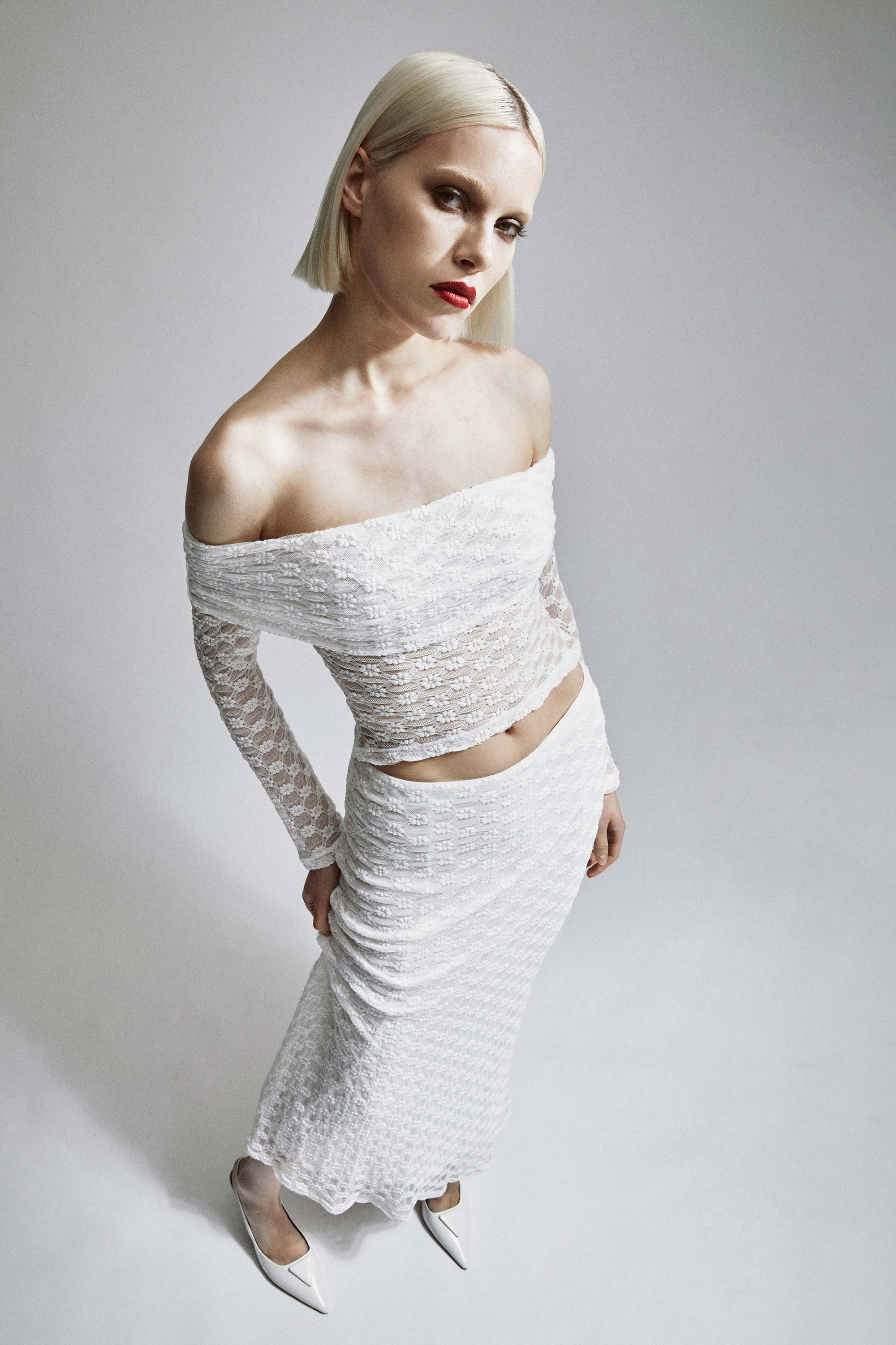Bardot Adoni Off The Shoulder Top In Orchid Wht