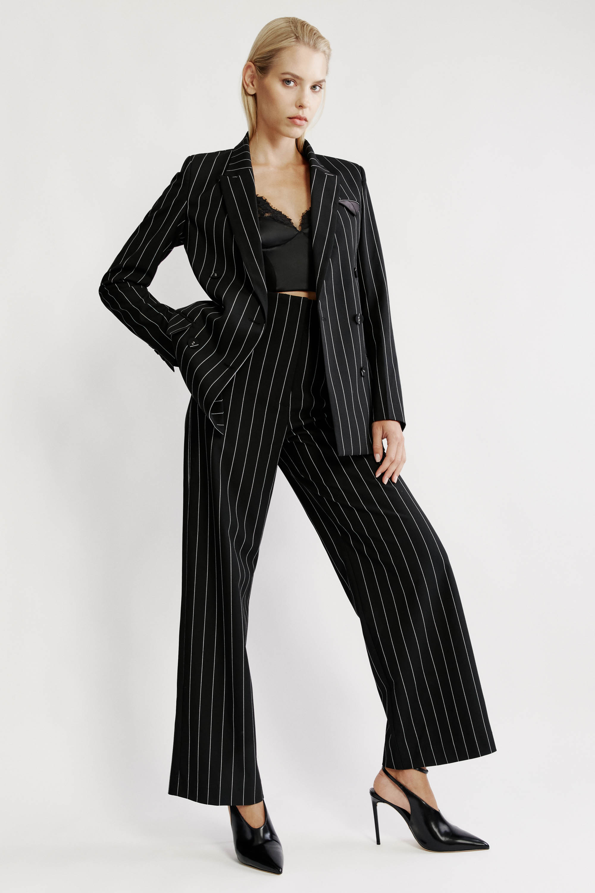 Bardot Anna High Waist Pant In Black Stri
