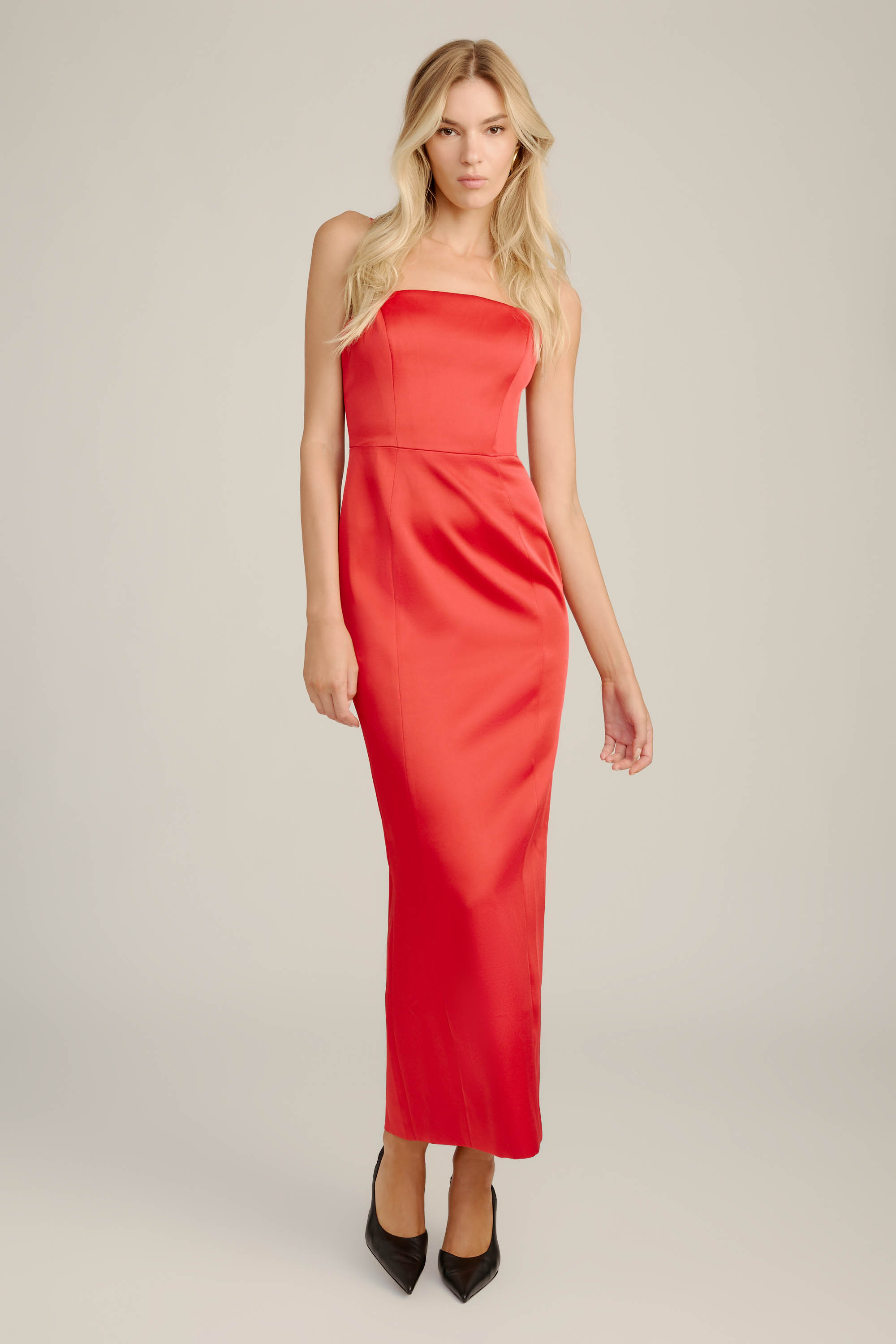 Bardot Lucille Satin Maxi Dress In Red