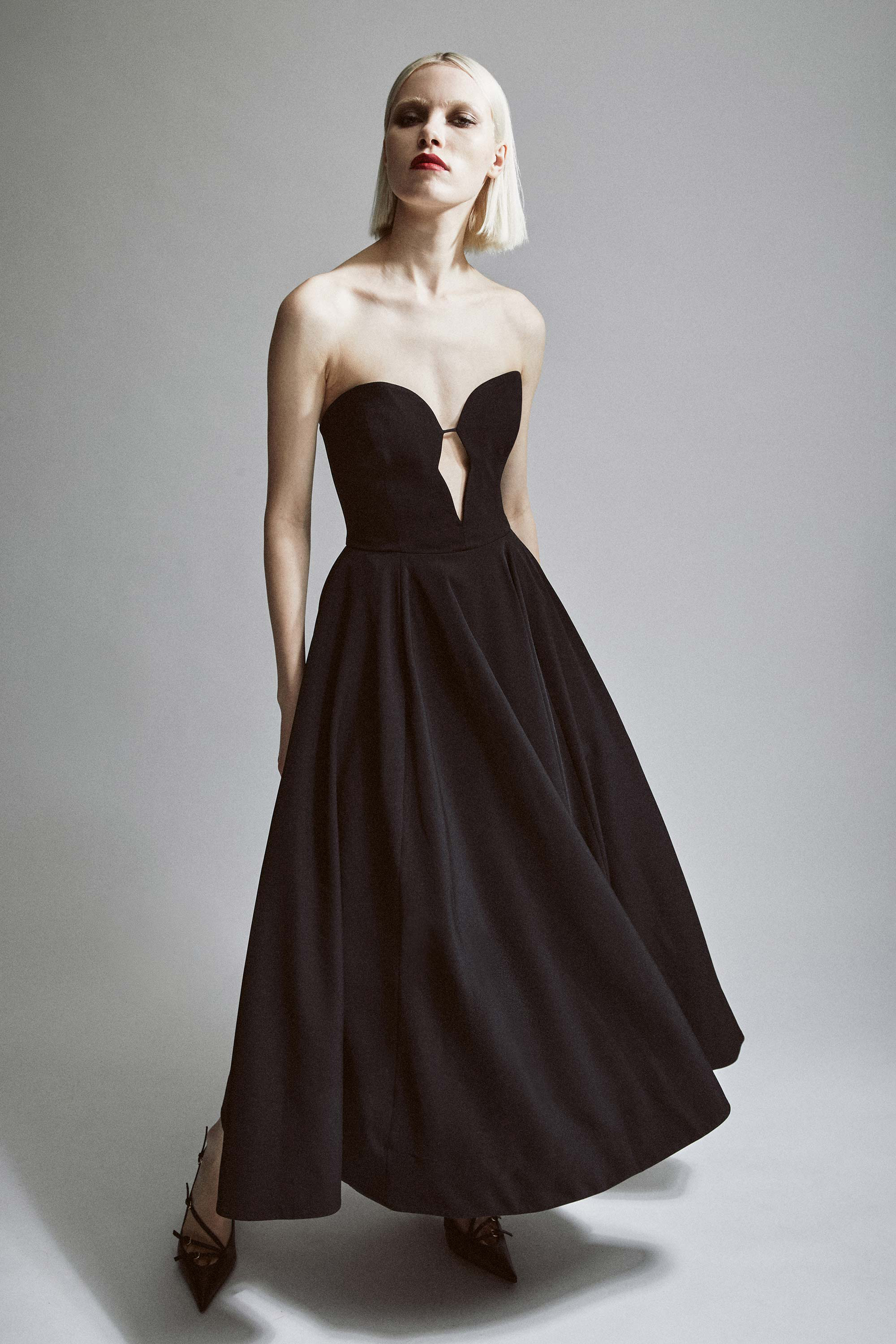 Bardot Opal Volume Midi Dress In Black